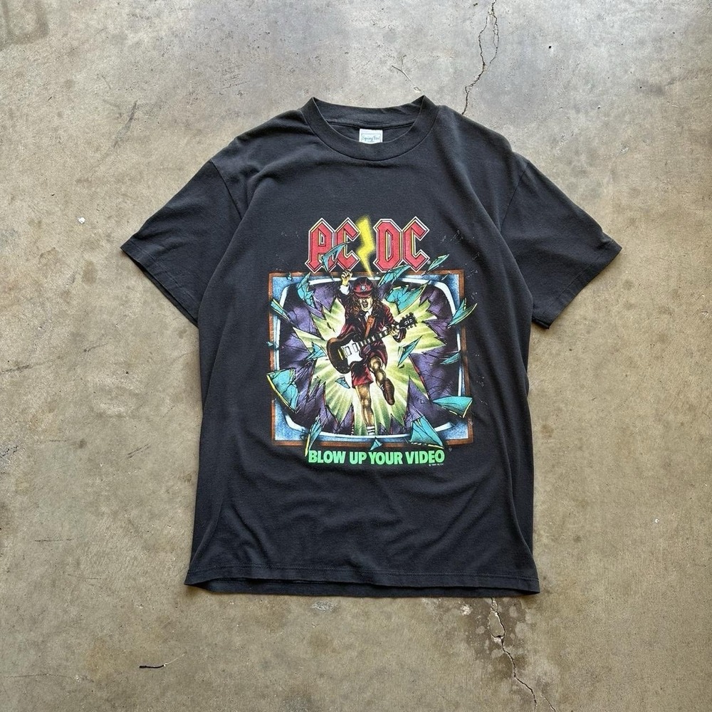 Vtg AC/DC Shirt 1988 Blow Up Your Video World Tour Tee Single Stitch Large